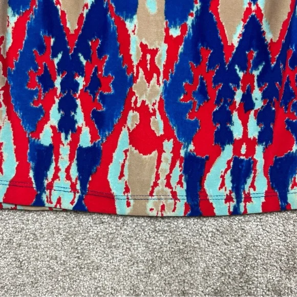 Jones New York Dress Womens Small Red Blue Cap Sleeve Stretch Knee Length- 2787* - Picture 6 of 11